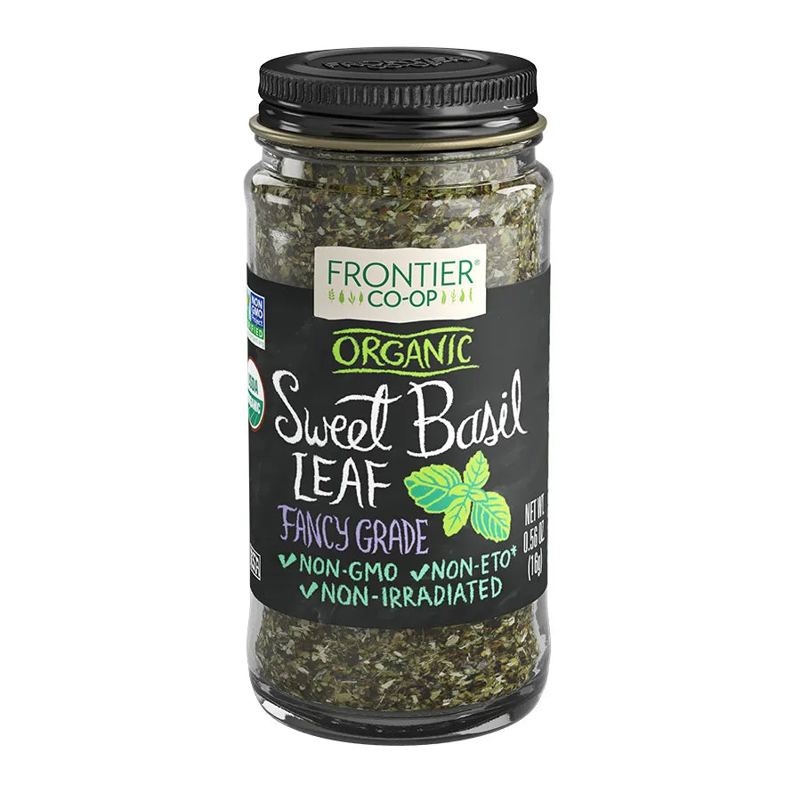 Frontier Co-op Sweet Basil Leaf, Cut & Sifted, Organic 0.56 oz.