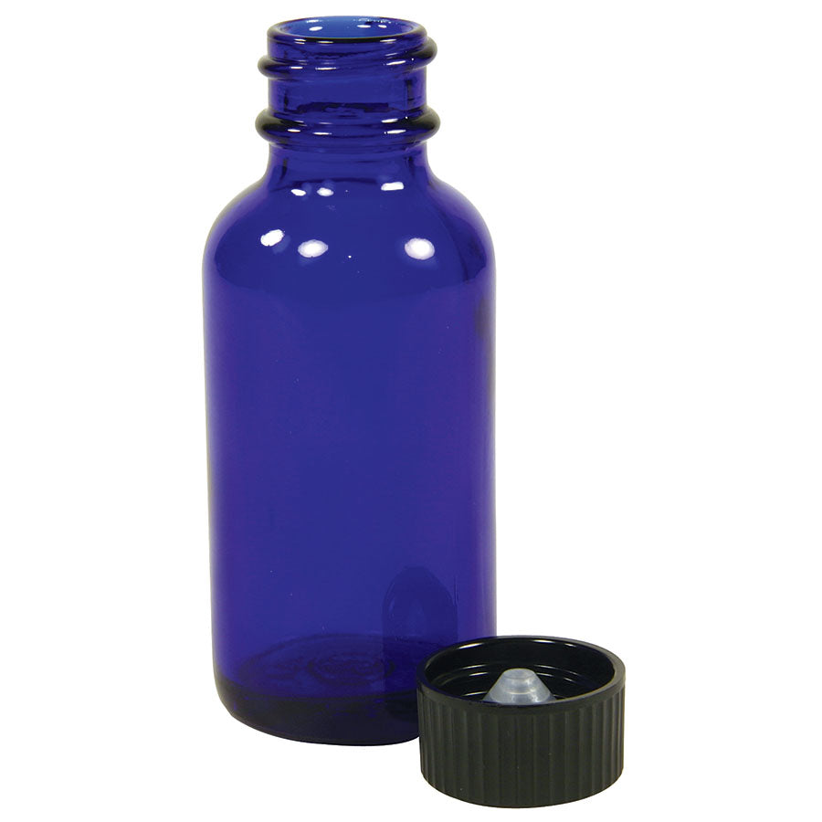Cobalt Blue Boston Round Bottle with Cap 1 oz